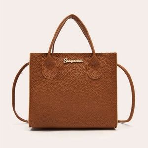 Metal letter detail satchel bag